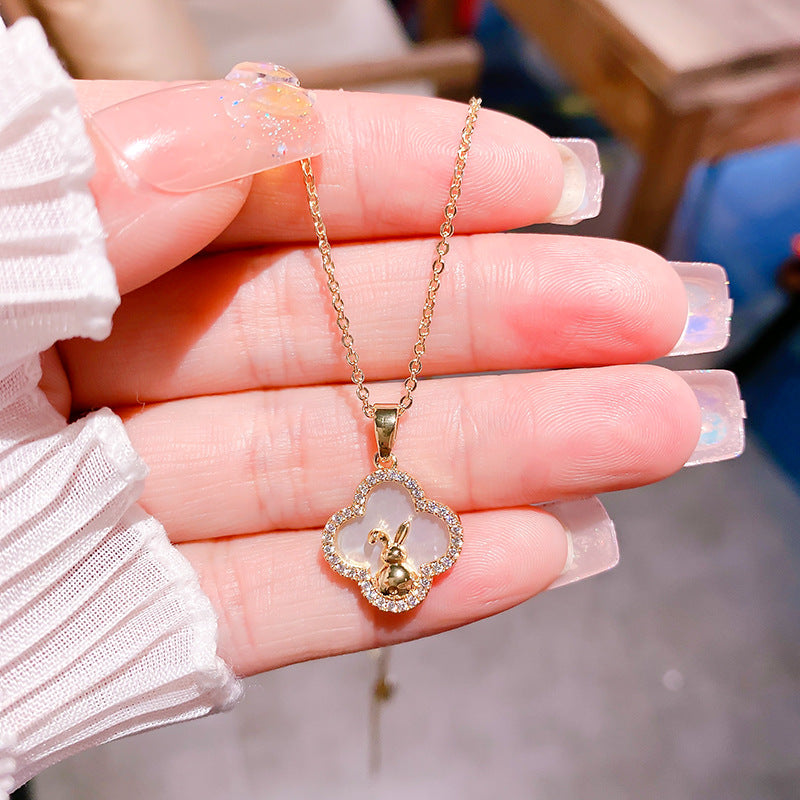 Rabbit Clover Clavicle Necklace for Women