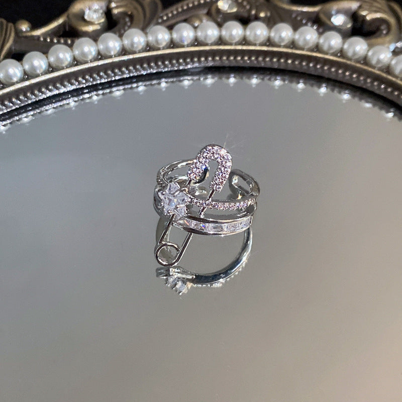 Heart-Shaped Zircon Geometric Open Ring Cn0046