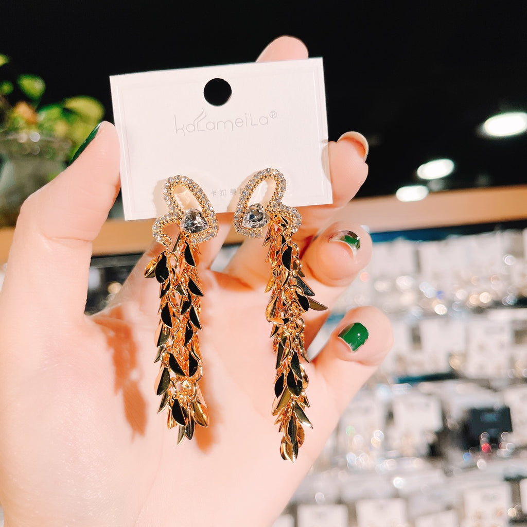 지르콘 상감 하트 모양의 백 마운트 밀 술 귀걸이