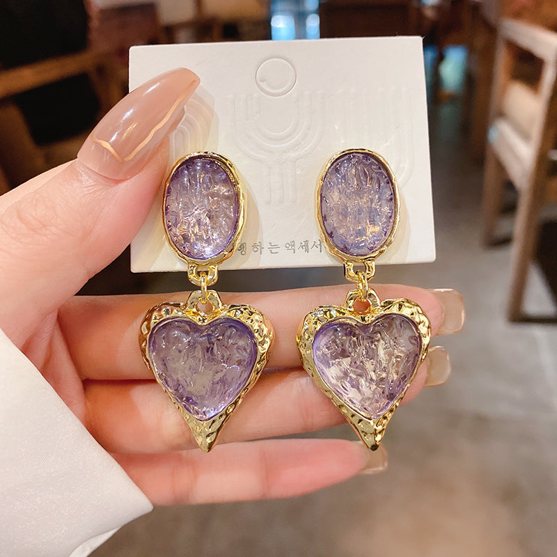 Fold Oval Love Heart Earrings Cn0052