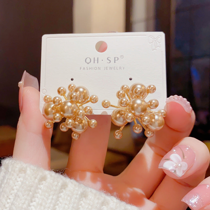 گوشواره میخی شامپاین آتش بازی سوزنی نقره استرلینگ