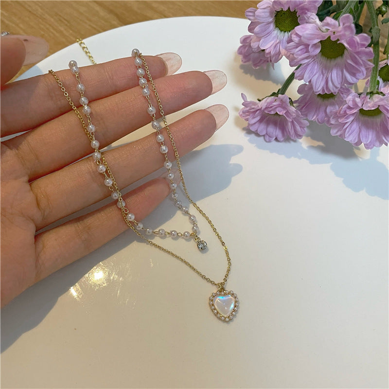 Love Double-Layer Necklace Design Simple All-Match Fashion Short Necklace
