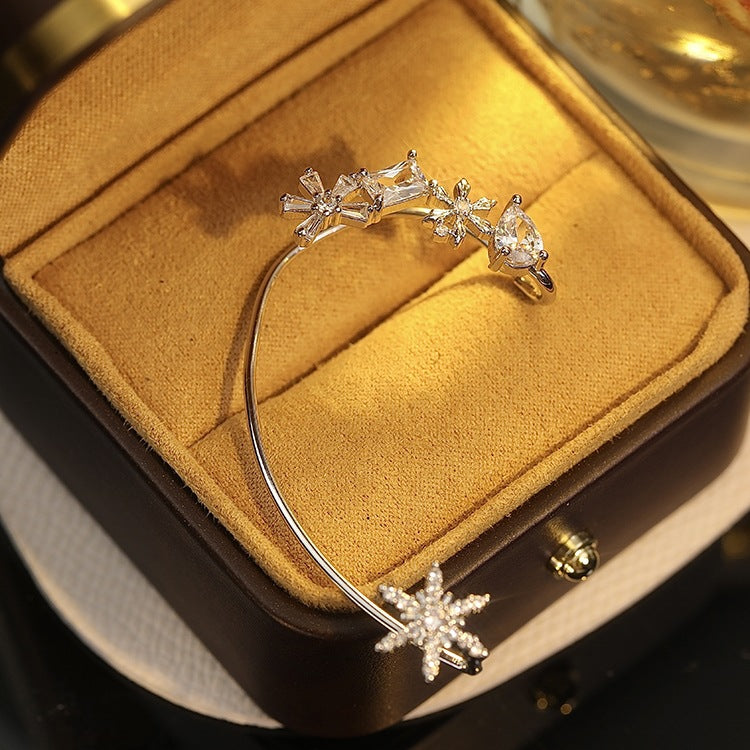 Snowflake Ear Hook Earrings for Women without Pierced Ears