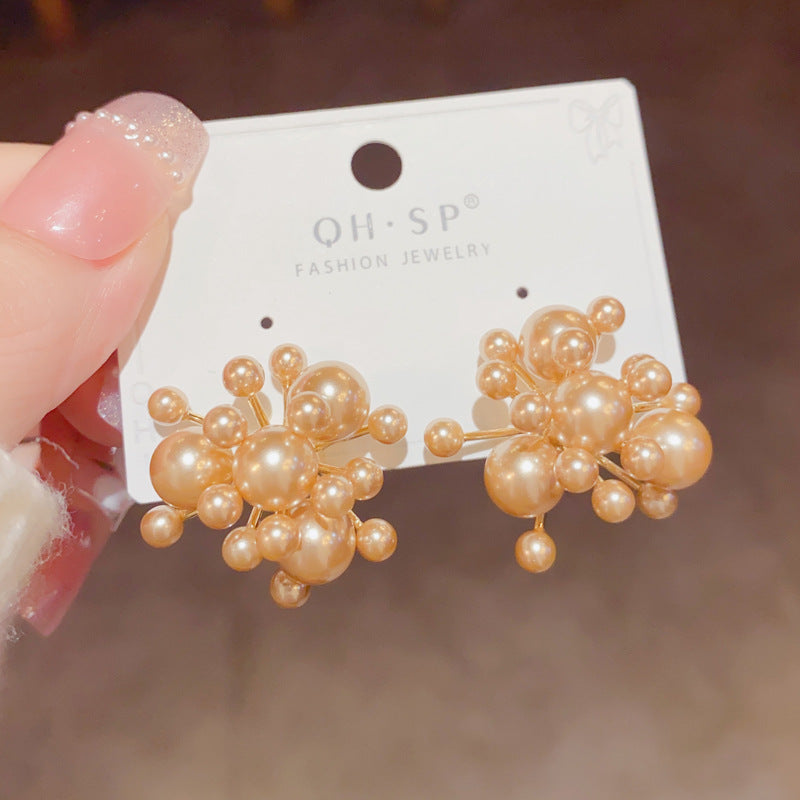 گوشواره میخی شامپاین آتش بازی سوزنی نقره استرلینگ