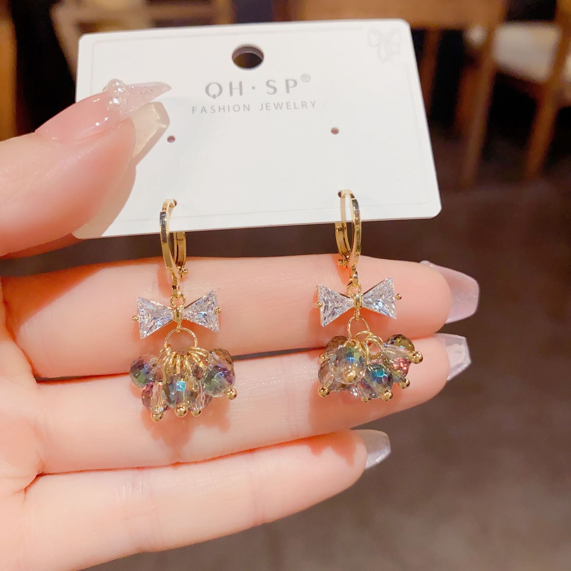 گیره گوش منگوله کریستالی کمان زیرکون Super Fairy