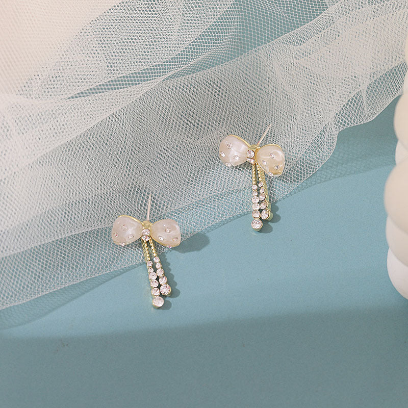 Bowknot Cat Eye Diamond High-Grade Light Luxury Temperament Ear Studs