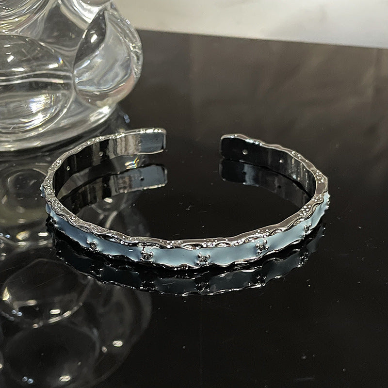 Enamel Snake Zircon Irregular Open-Ended Bracelet Cn0061