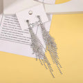 Irregular Rhinestone Earrings Simple Style Long Tassel Earrings