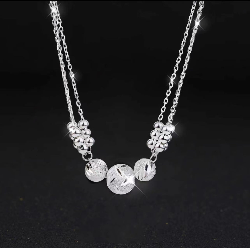 ڈبل لیئر ہار خواتین کی برشڈ پینڈنٹ ہنسلی کی زنجیر