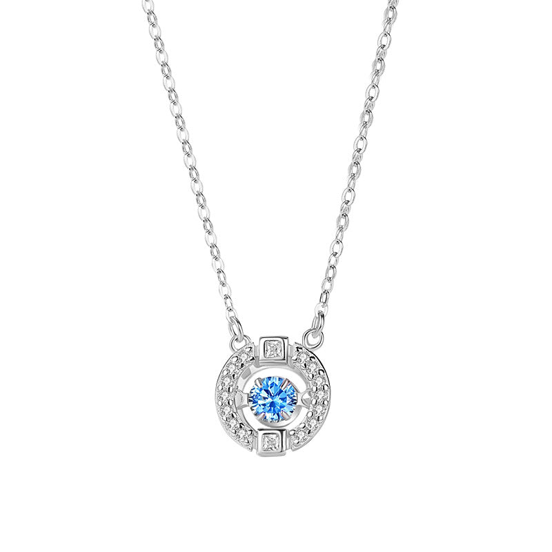 All-Match Smart Crystal Pendant round Geometric Crown Clavicle Chain