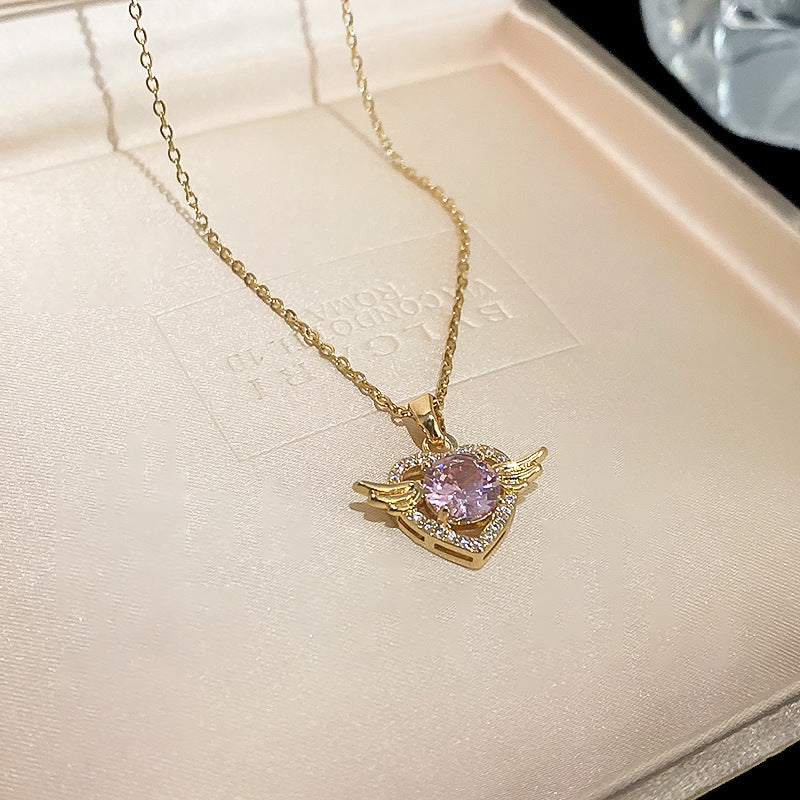 Diamond Angel Wings Love Necklace Cn0041