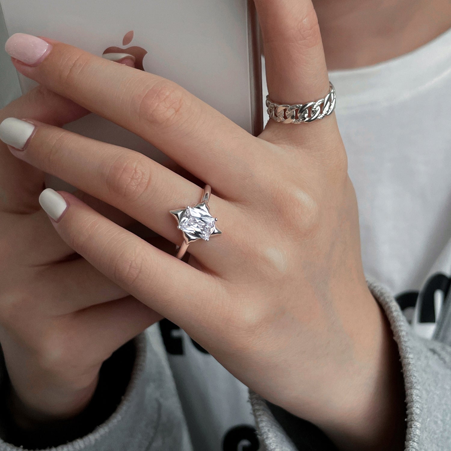 Pink Zircon Irregular Heart Ring Cn0059