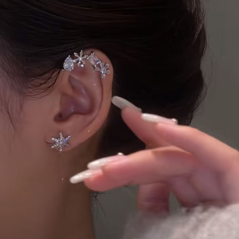 Snowflake Ear Hook Earrings for Women without Pierced Ears