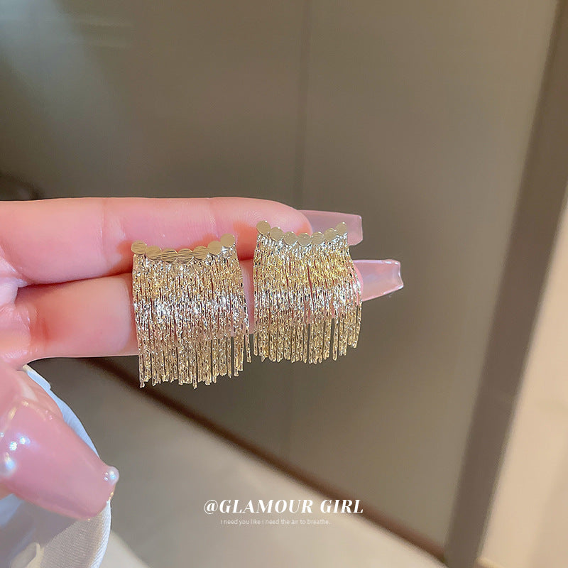 گوشواره زنجیر گوش منگوله ای فلزی