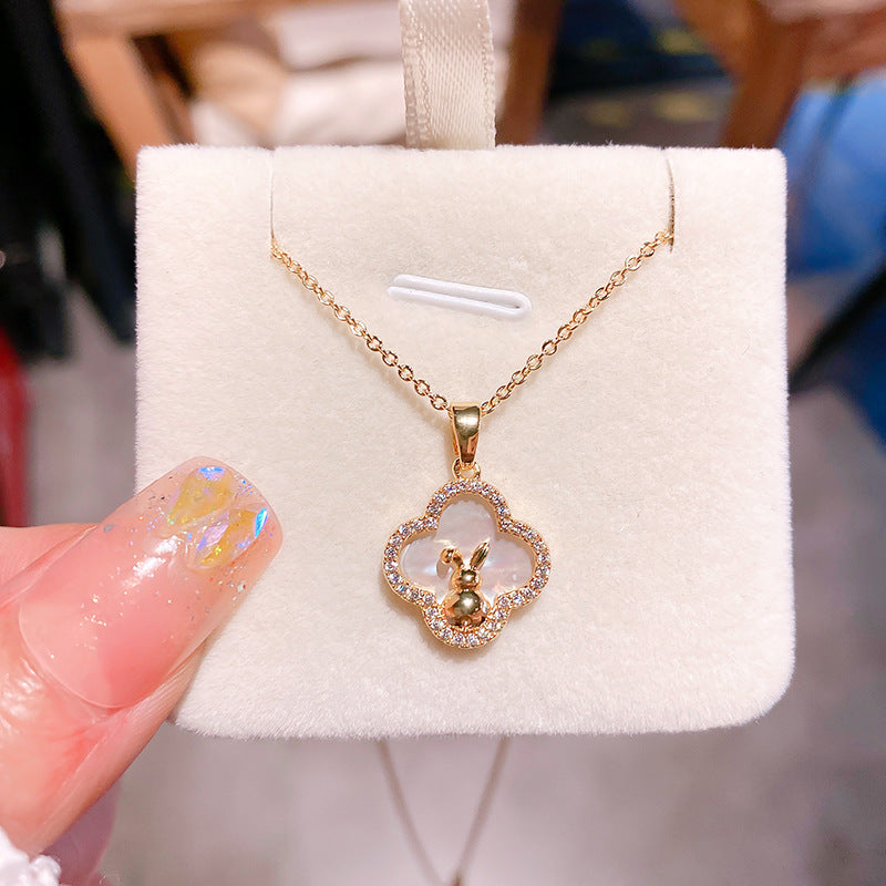 Rabbit Clover Clavicle Necklace for Women
