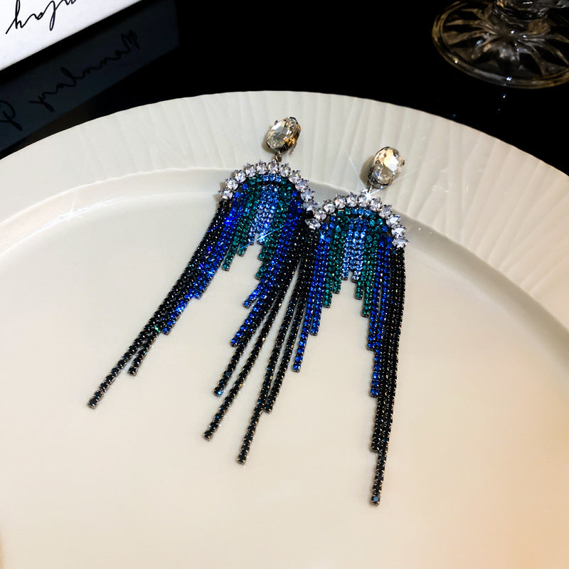 Diamond Letters Geometry Long Fringe Earrings Cn0013