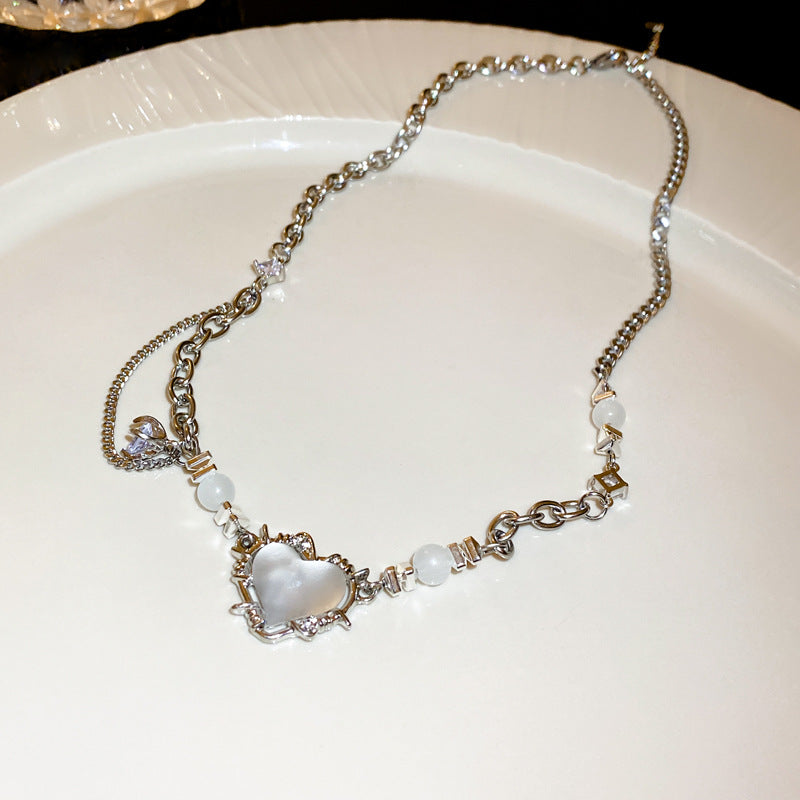 Rhinestone Zircon Resin Love Heart Necklace Bracelet Cn0053