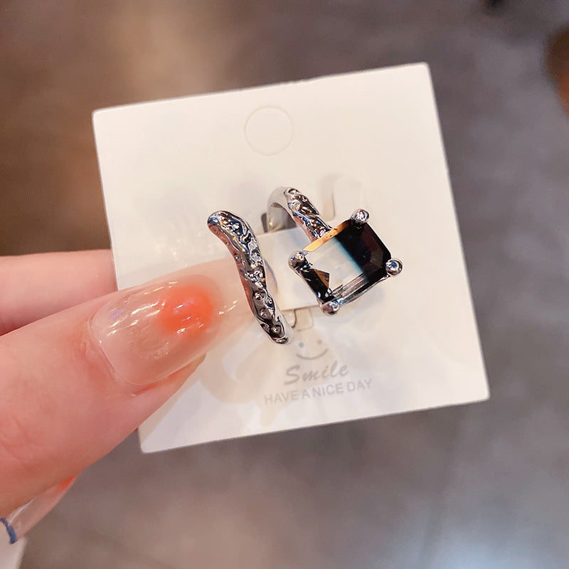 Heart-Shaped Zircon Geometric Open Ring Cn0046