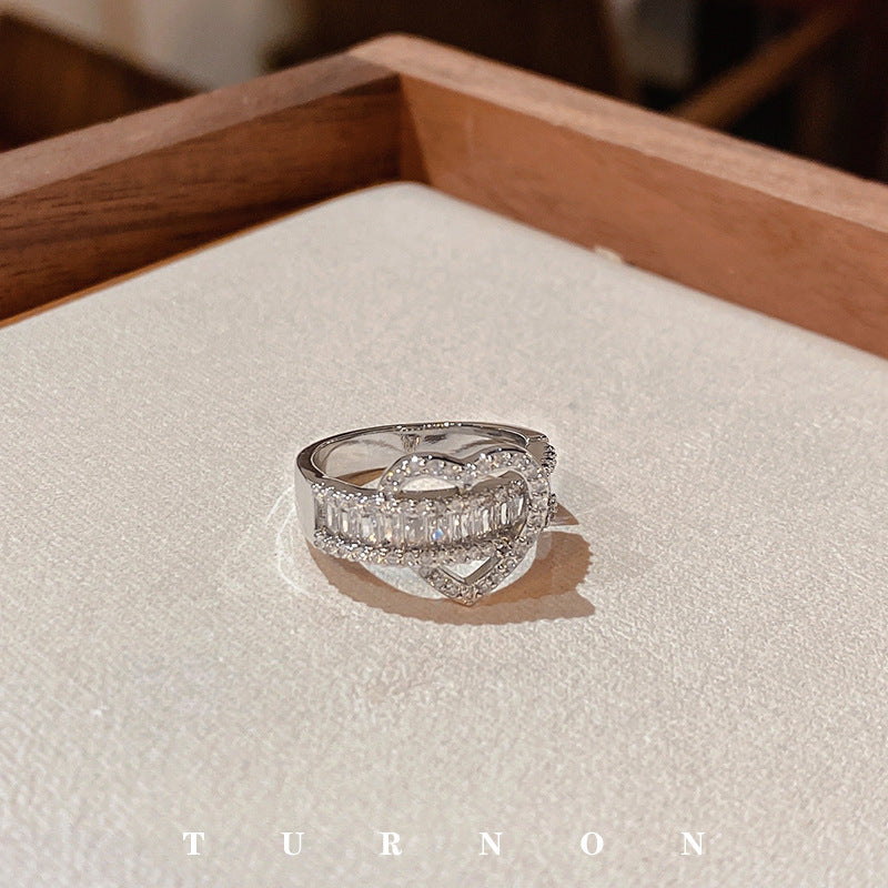 Heart-Shaped Zircon Geometric Open Ring Cn0046