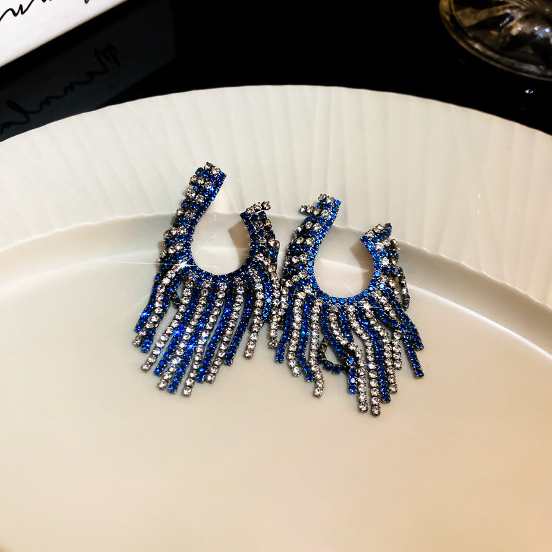 Diamond Letters Geometry Long Fringe Earrings Cn0013