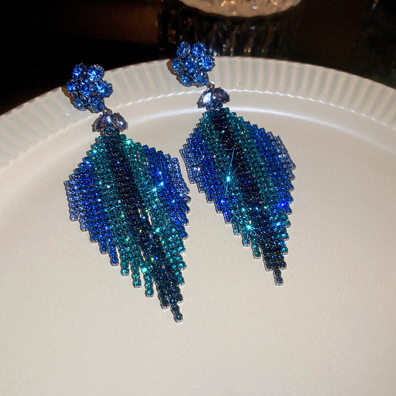 Diamond Letters Geometry Long Fringe Earrings Cn0013