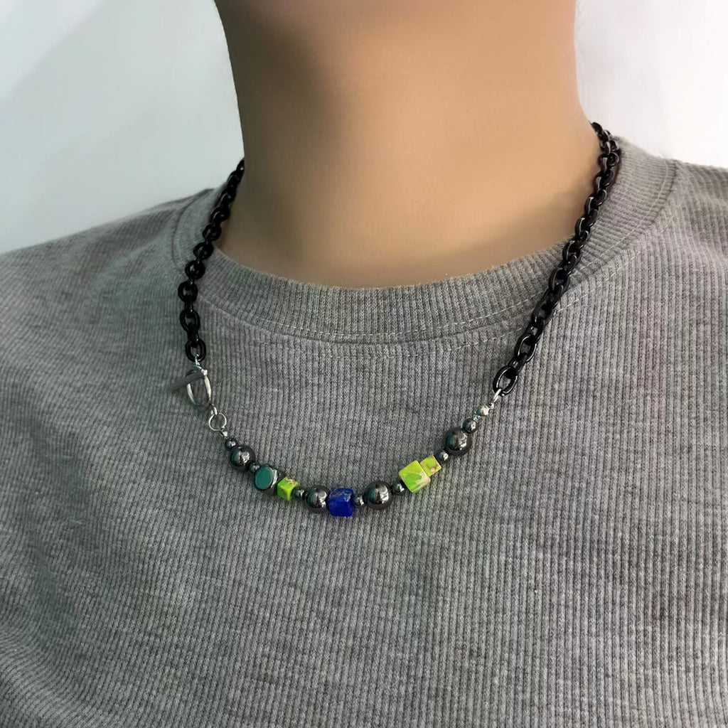 Titanium Steel Zircon Cross Necklace Cn0074