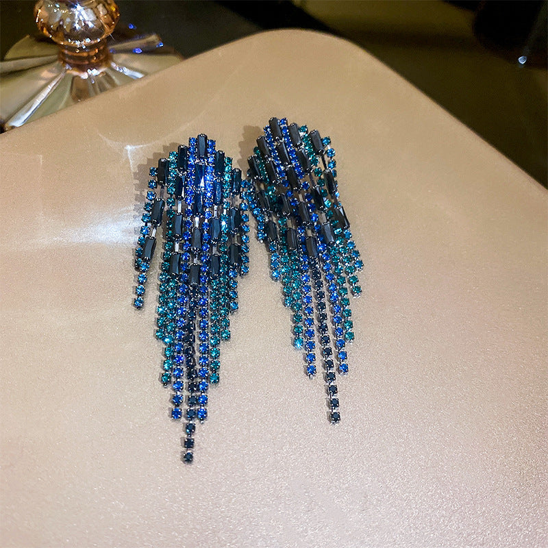 Diamond Letters Geometry Long Fringe Earrings Cn0013