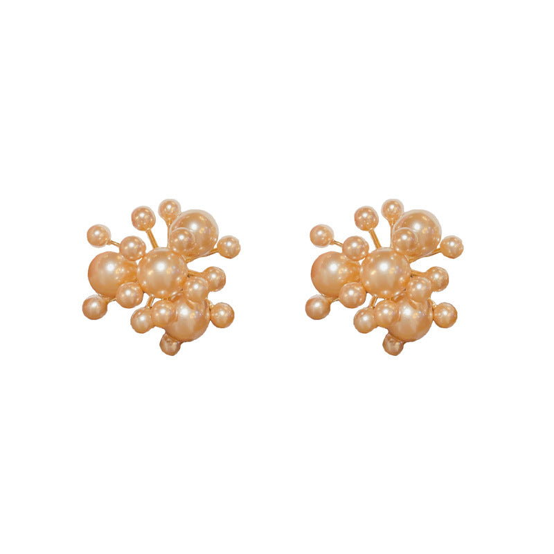 گوشواره میخی شامپاین آتش بازی سوزنی نقره استرلینگ