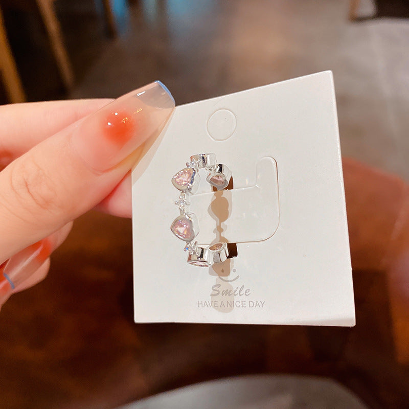 Heart-Shaped Zircon Geometric Open Ring Cn0046