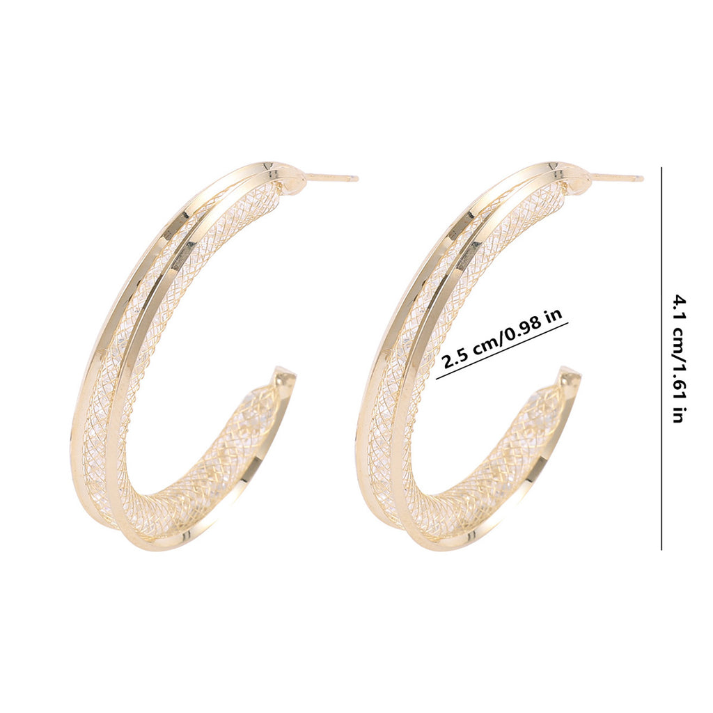 Châu Âu và Châu Mỹ Cá Tính Lưới Rỗng Kim Loại Mặt Trước Và Mặt Sau Chéo Bông Tai Thời Trang