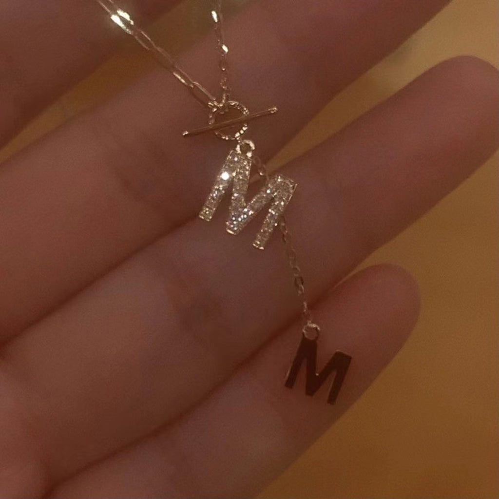 Letter Pendant Necklace M-Shaped Tassel Clavicle Chain