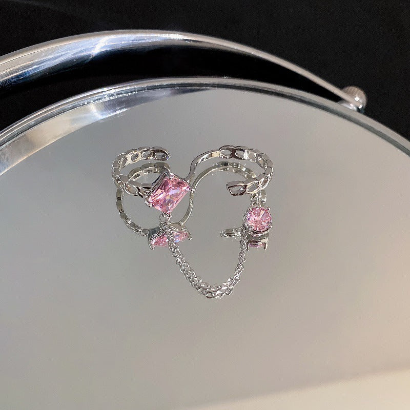 Zircon with Diamond Heart-Shaped Open Ring Cn0021