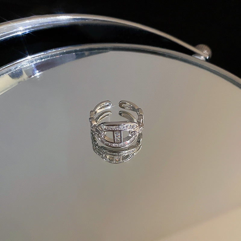 Heart-Shaped Zircon Geometric Open Ring Cn0046