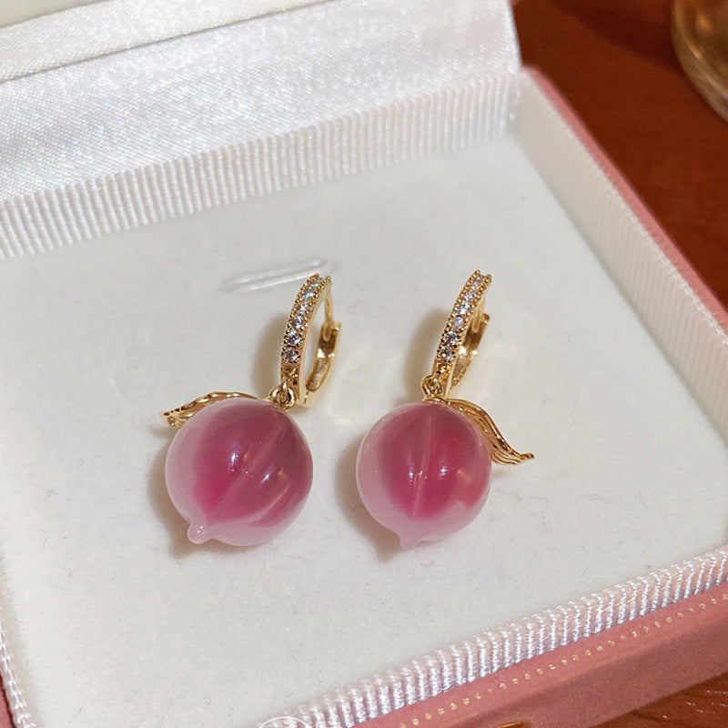 گیره گوش خرمالوی زیرکونی صورتی