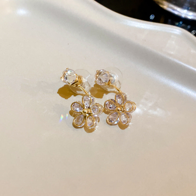 Silver Needle Flower Earrings Cn0020