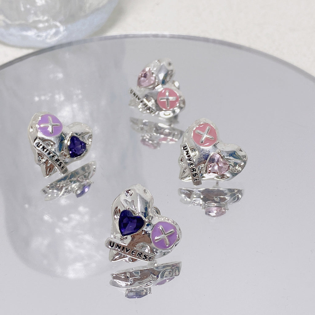 Diamond Love Heart Stud Earrings Cn0072