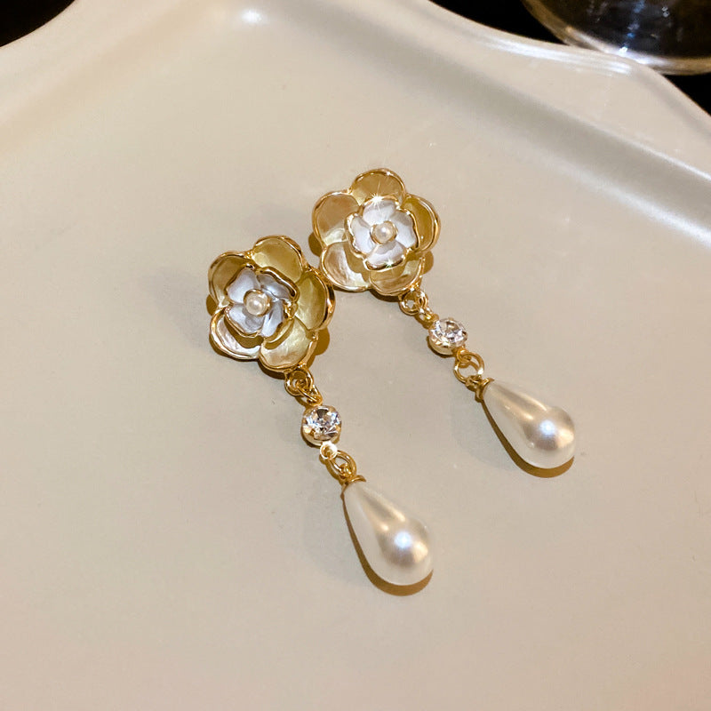 Silver Needle Flower Earrings Cn0020