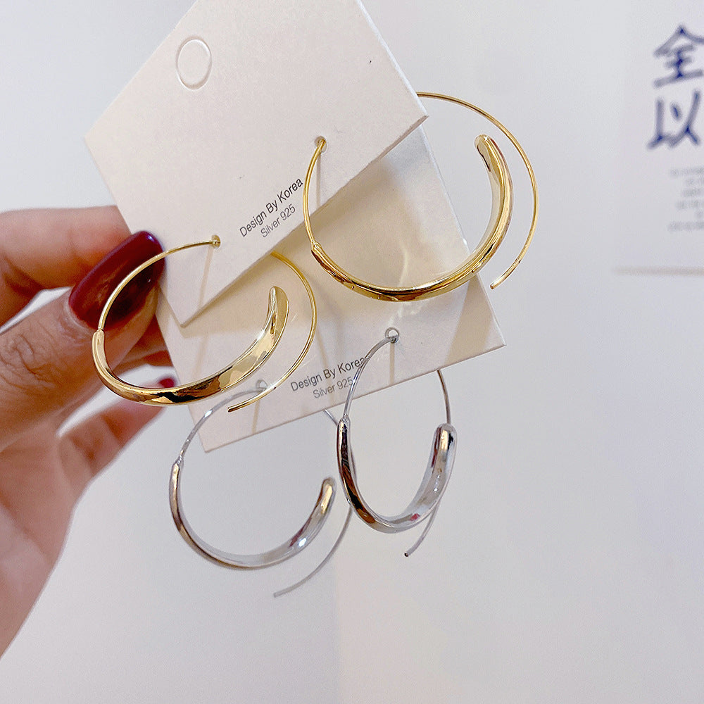 Spiral Eardrop Earring bulat Mode Kembali Metalik