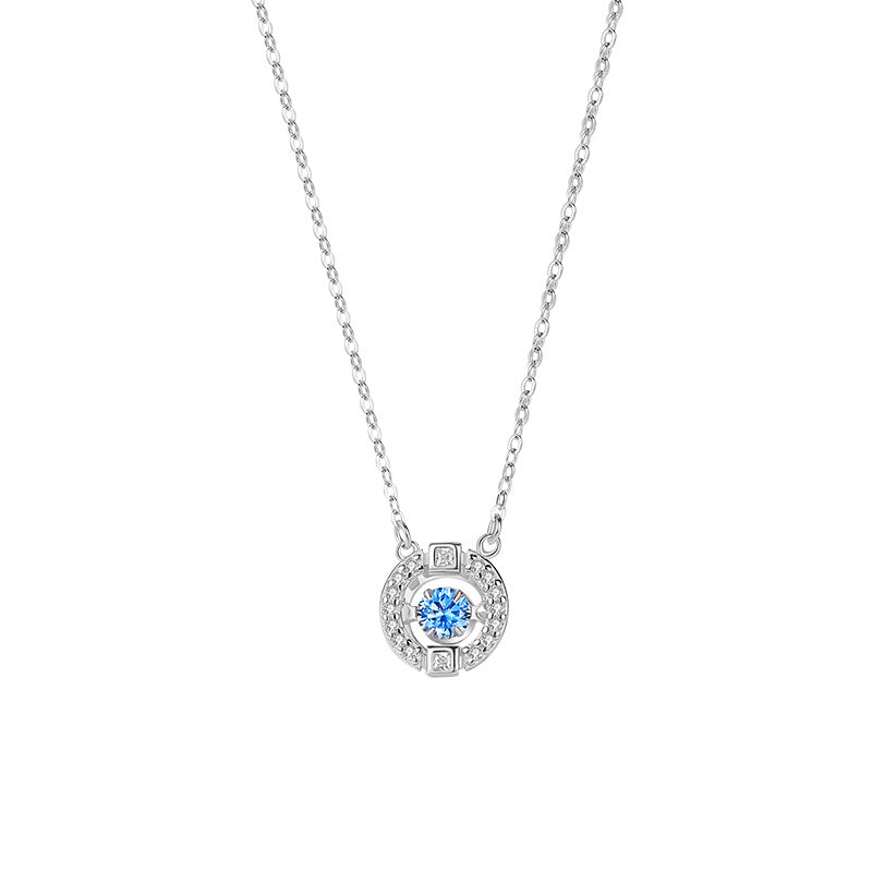 All-Match Smart Crystal Pendant round Geometric Crown Clavicle Chain