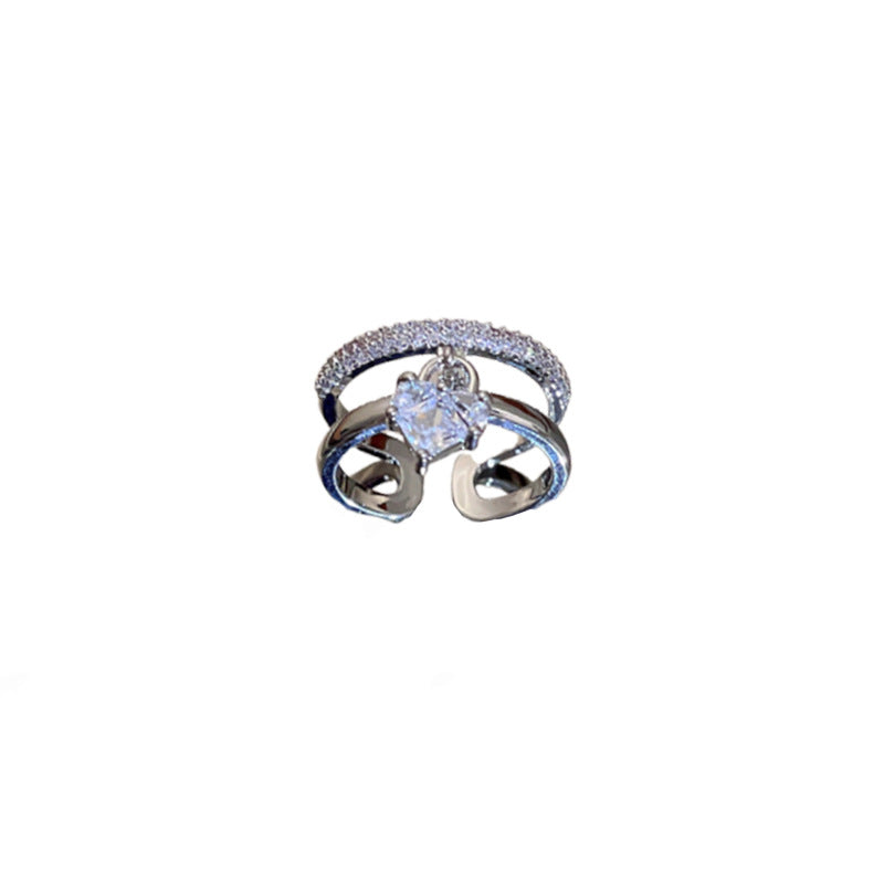 Heart-Shaped Zircon Dual Layer Open-End Ring