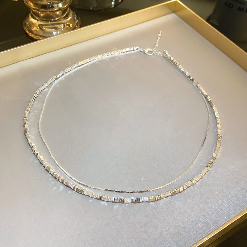 Broken Silver Geometric Necklace Cn0024