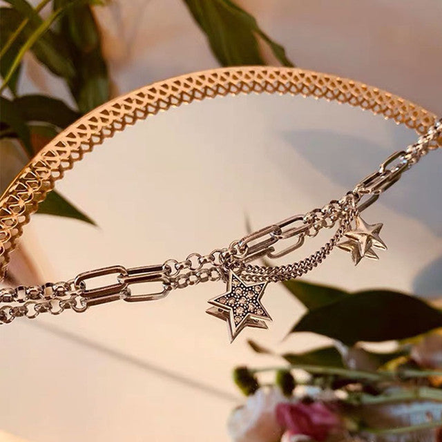 Smiley star necklace female