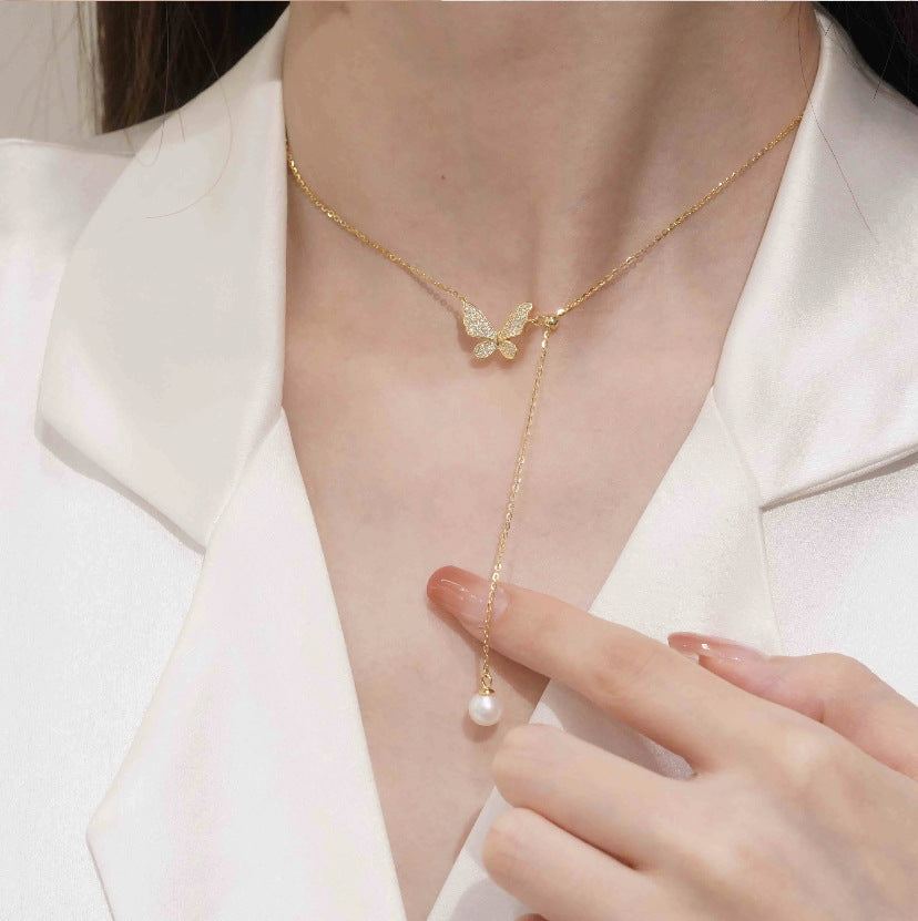 버터플라이 풀 네크리스 쇄골 체인