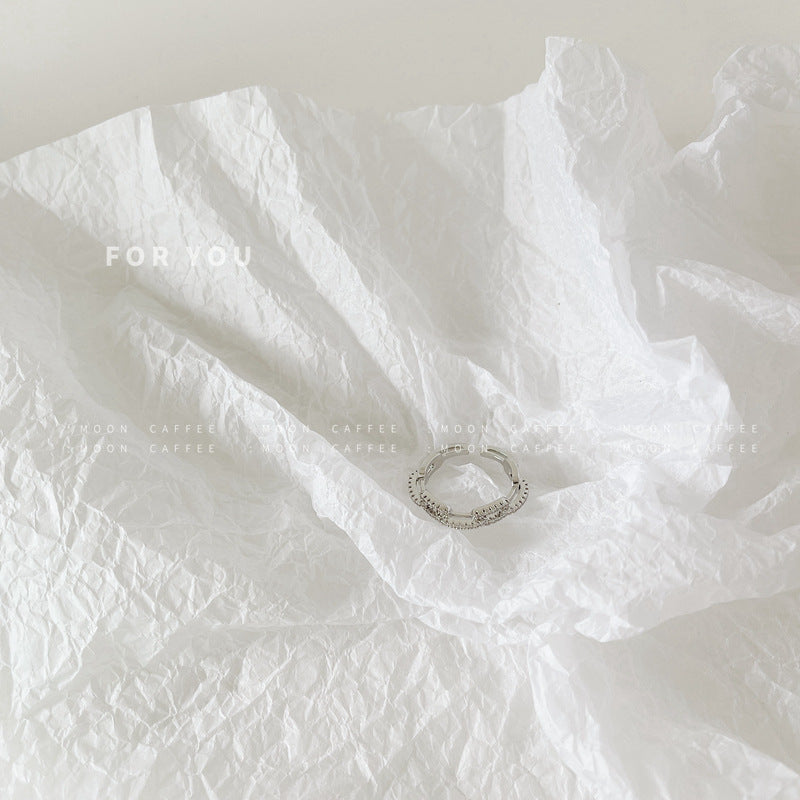 Pembukaan cincin tembaga zirkon berlian penuh dapat disesuaikan