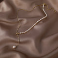 Baroque freshwater imitation pearl stitching chain necklace female clavicle chain