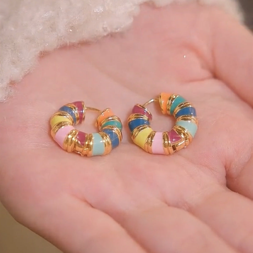 컬러 에나멜 드롭 글레이즈 이어링