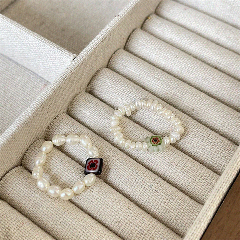 हाताने तयार केलेली गोड्या पाण्याची रंगीत ग्लेझ रिंग