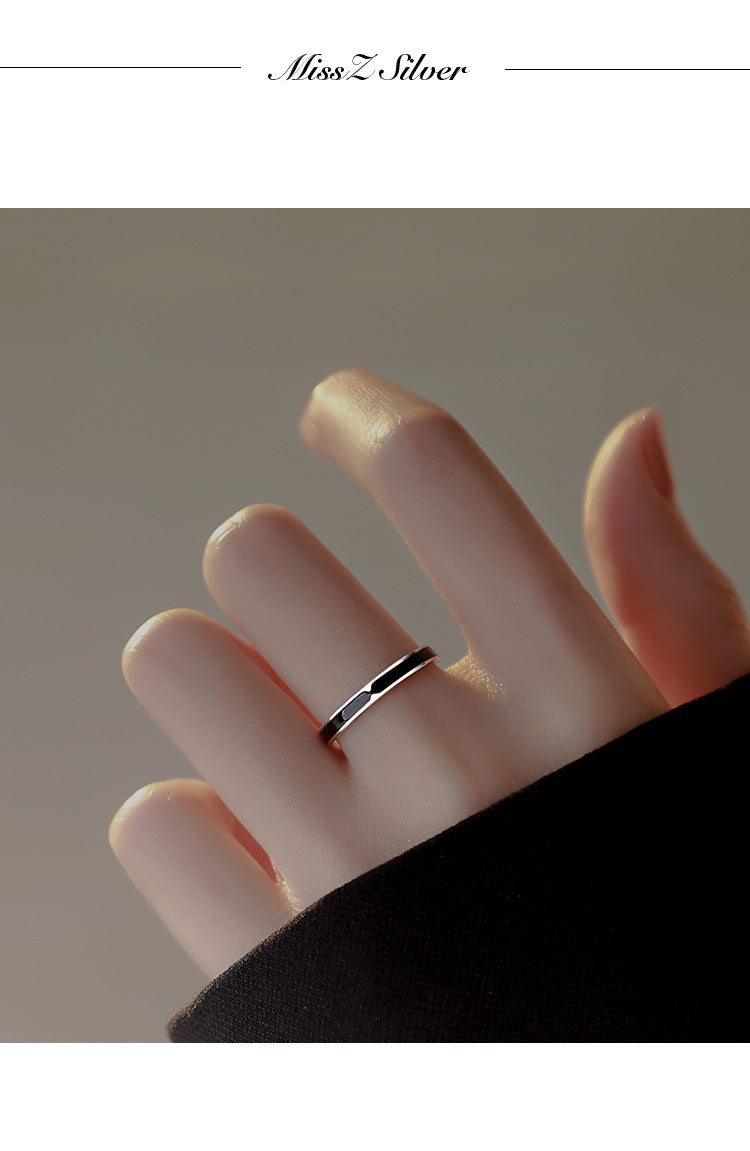블랙 링 여성 디자인 틈새 오프닝 링 여성 패션 개성 실버 링 2022 새로운 트렌드