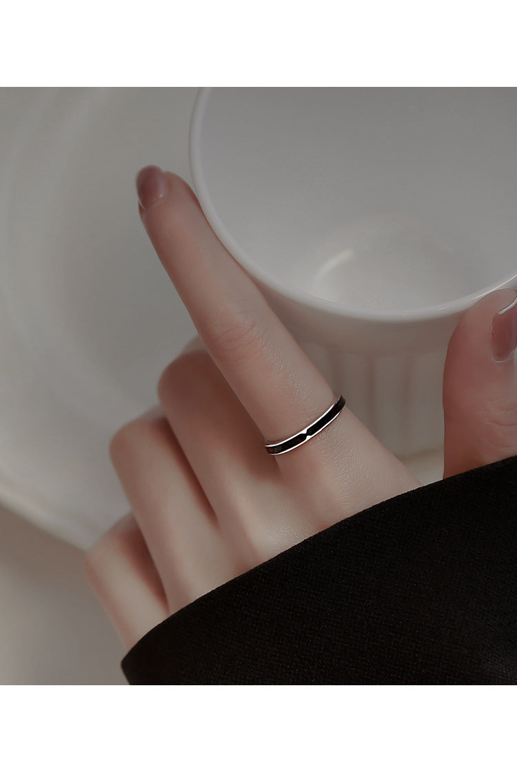 블랙 링 여성 디자인 틈새 오프닝 링 여성 패션 개성 실버 링 2022 새로운 트렌드