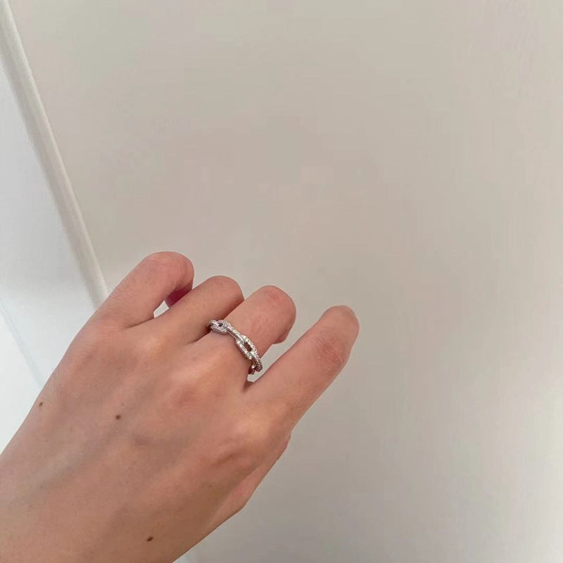 Pembukaan cincin tembaga zirkon berlian penuh dapat disesuaikan